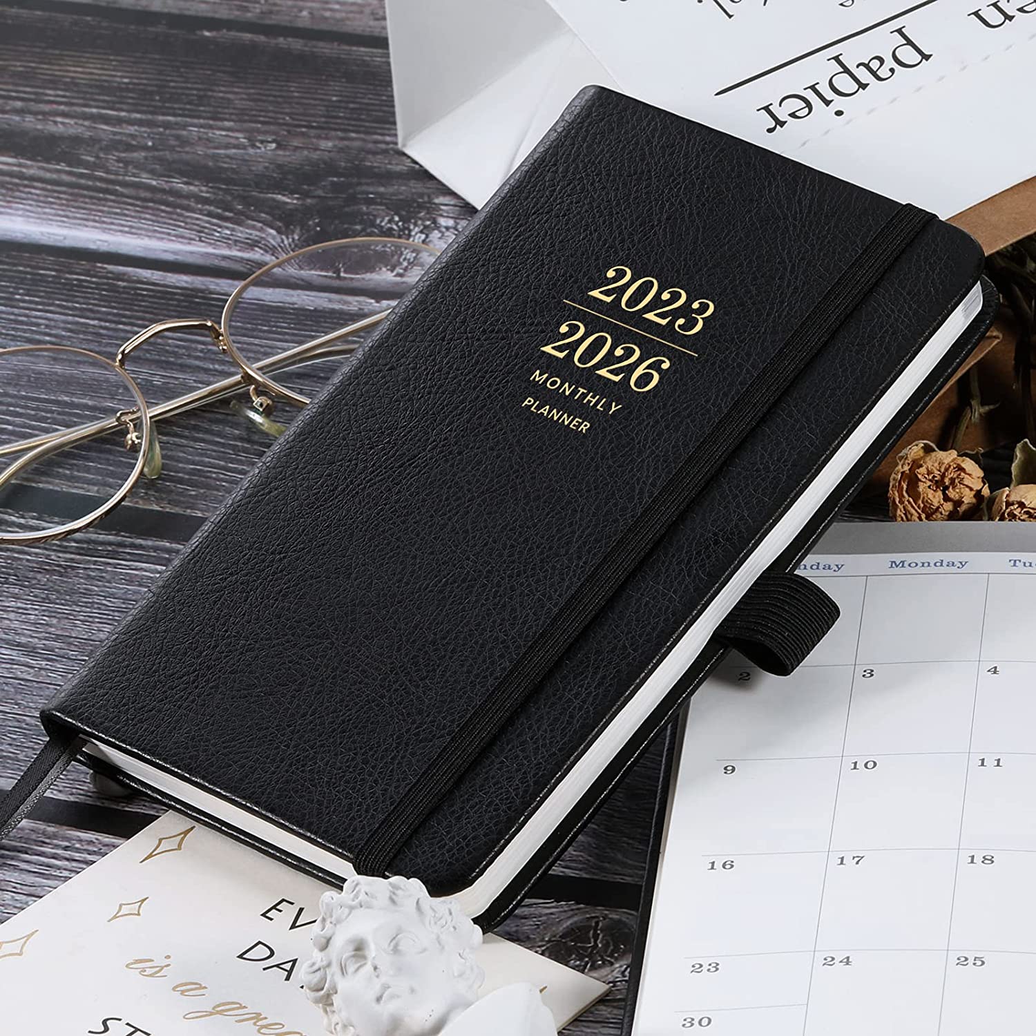 2023-2026 Monthly Pocket Planner/Calendar - 3 Year Pocket Monthly Calendar, Jul 2023 - Jun 2026, 6.3" × 3.8", 36-Month Planner with Pen Hold, Elastic Closure, 2 Bookmarks, Inner Pocket, Thick Paper, Brown - Image 5